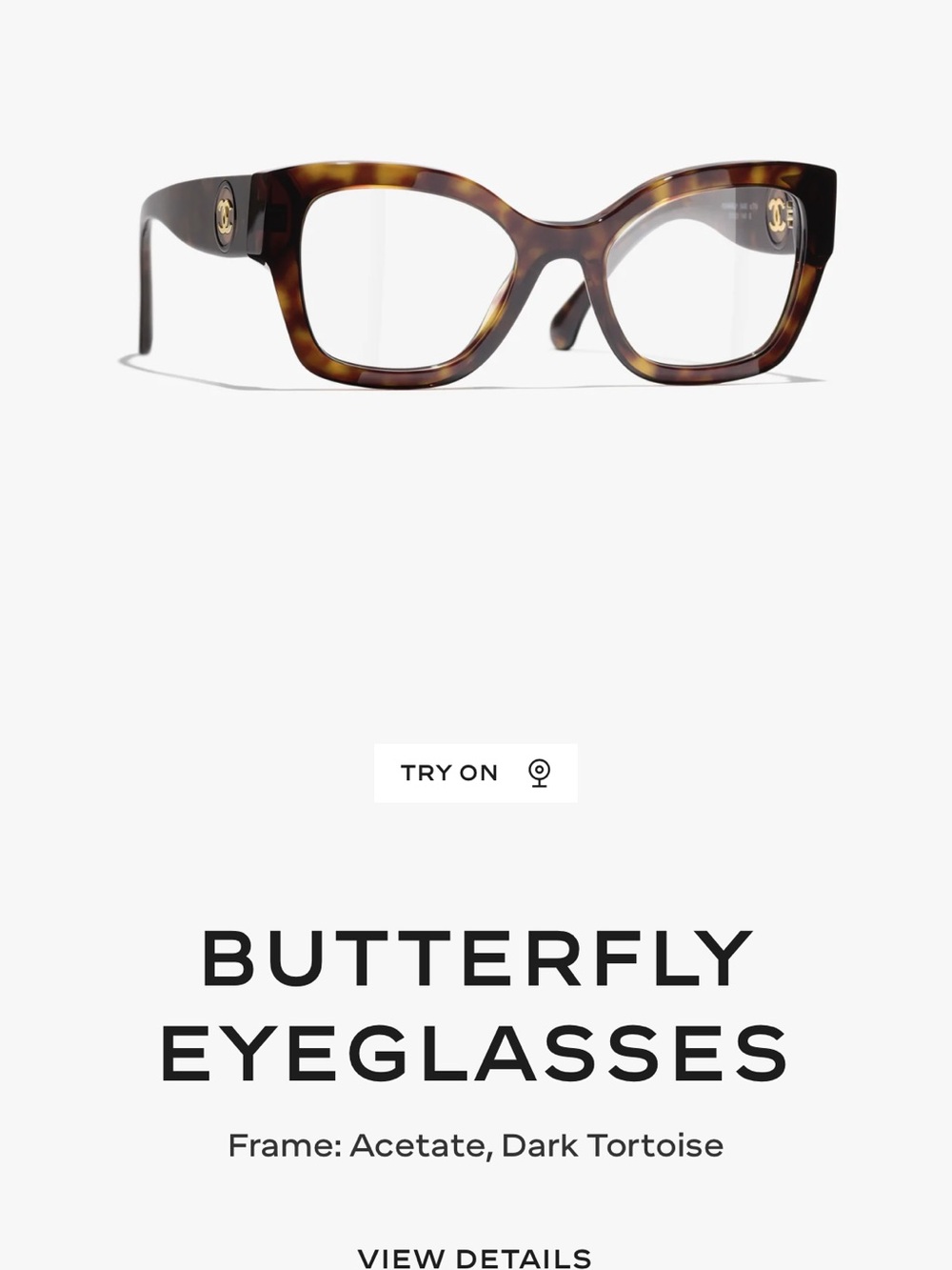 Authentic Chanel Tortoise Butterfly Eyeglasses